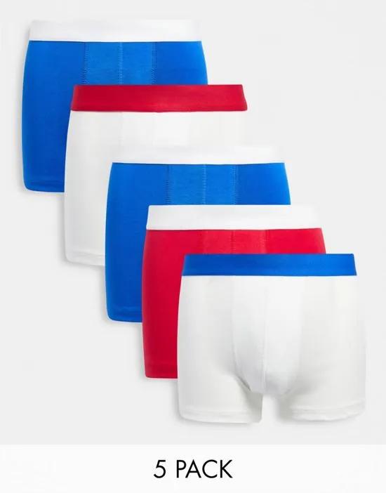 5 pack trunks with contrast waistbands