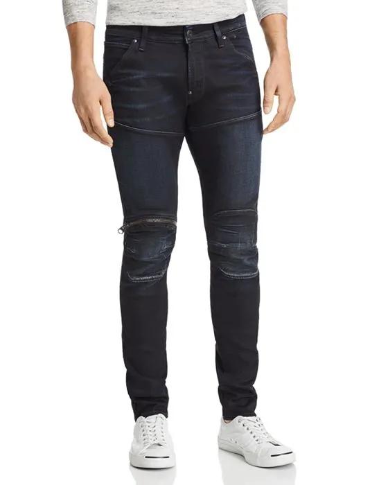 5620 3D Knee Zip Skinny Fit Jeans in Dark Aged