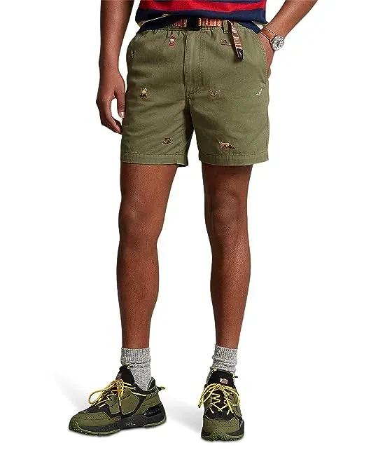 6" Embroidered Twill Hiking Shorts