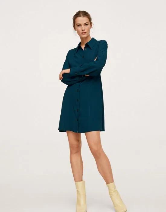 60's button front shift dress in teal