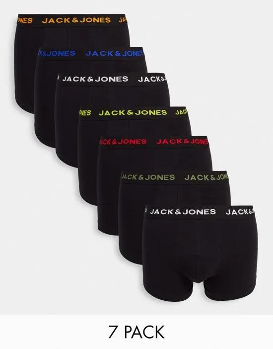 7 pack trunks in black with color logo waistband