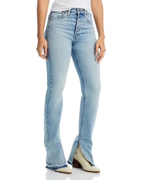 70s High Rise Skinny Bootcut Jeans in Skid
