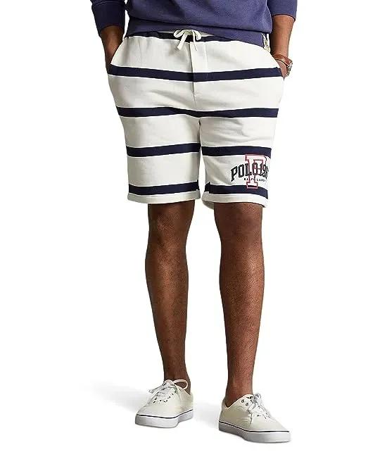 8.5" Logo Striped Fleece Shorts