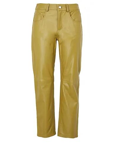 8 By YOOX LEATHER STRAIGHT-LEG FIT PANT | Military green Women‘s Casual Pants