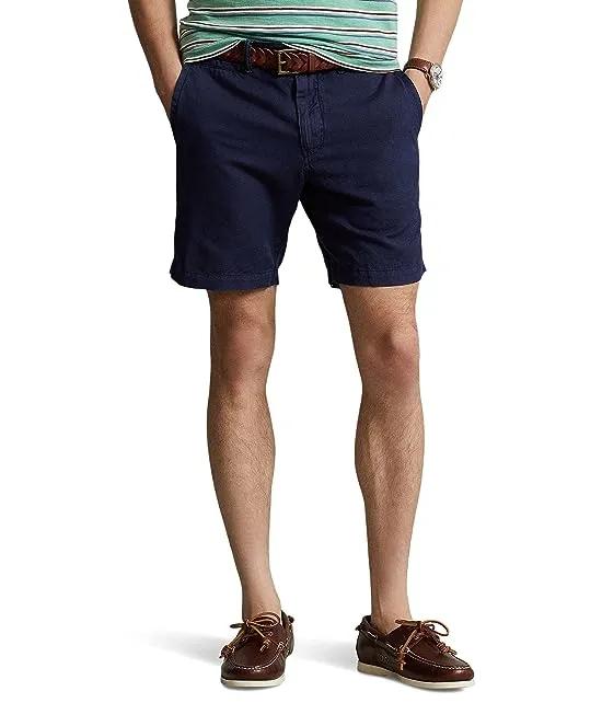 8" Straight Fit Linen-Cotton Shorts