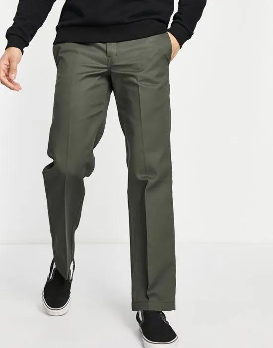 873 work pants in khaki slim straight fit - MGREEN