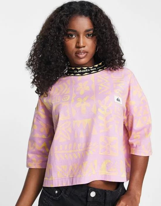 90's floral cropped t-shirt in pink Exclusive at ASOS
