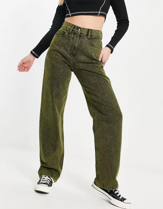 90s dad jeans in dirty green wash