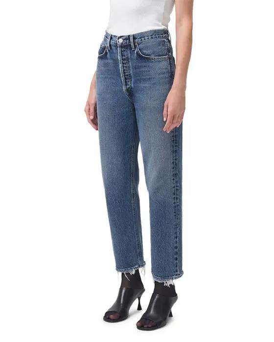 '90s High Rise Cropped Straight Leg Jeans in Oblique
