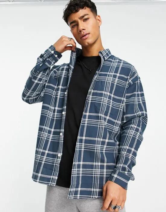 90s oversized checked shirt in blue