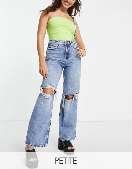 90s ripped baggy jean in mid blue