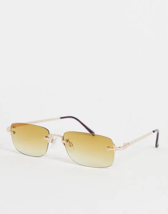 90s square sunglasses with tinted lenses in beige
