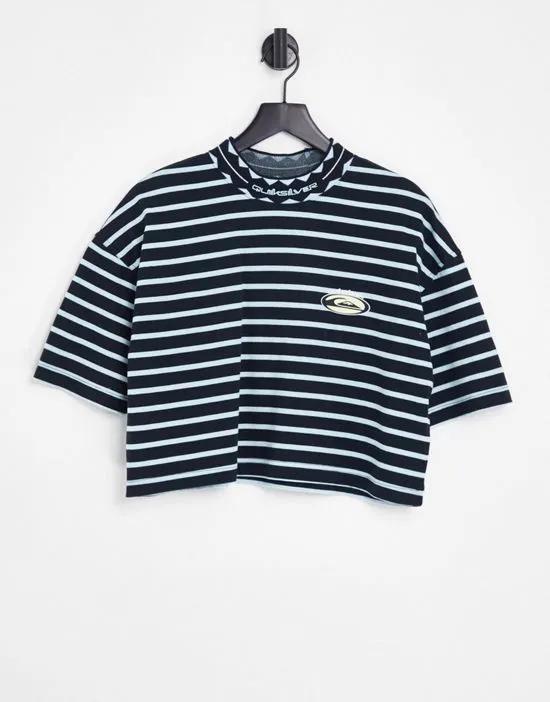 90s striped cropped T-shirt in navy - Exclusive to ASOS