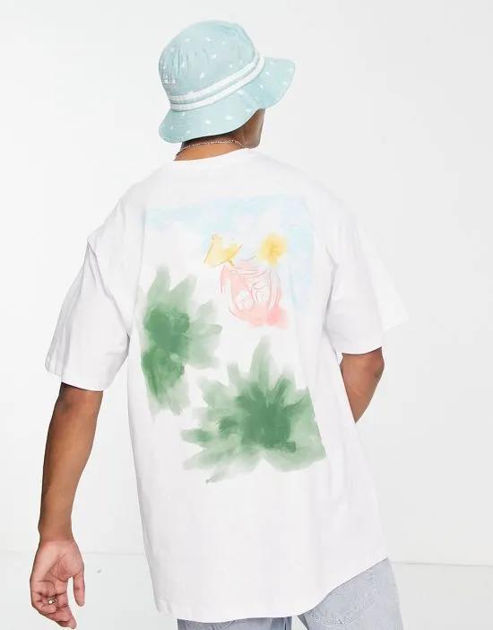 abstract back print T-shirt in white