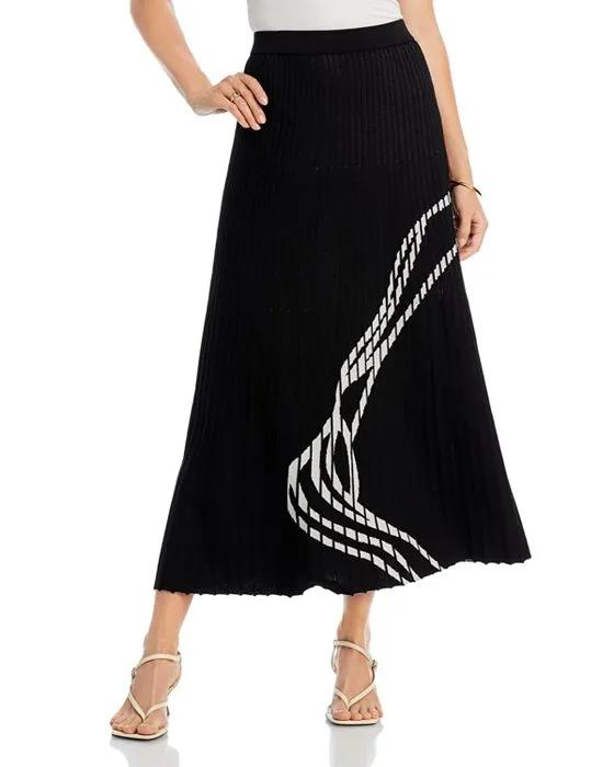 Abstract Knit Pull On Maxi Skirt 
