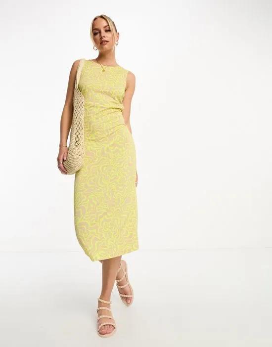 abstract midi dress in lime