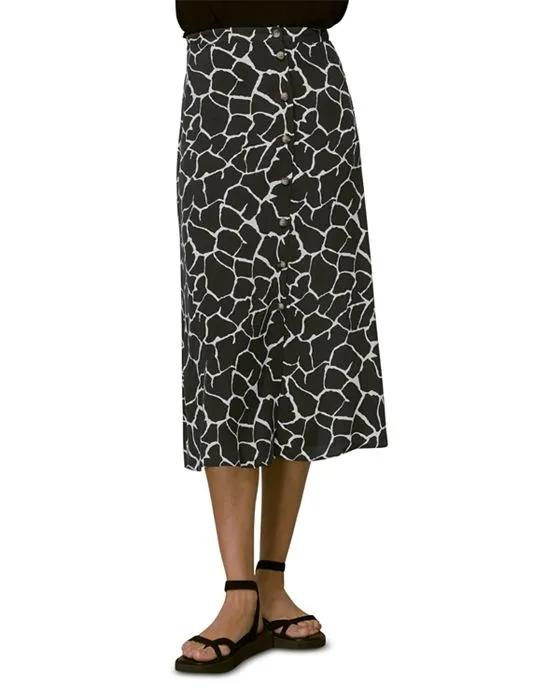 Abstract Smudge Button Skirt