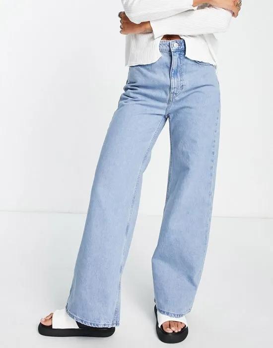 Ace high waist wide leg jeans in pool blue - MBLUE