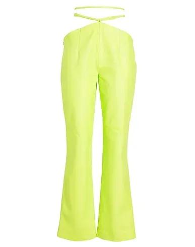 Acid green Casual pants LEATHER HIGH-WAIST CUT-OUT PANTS
