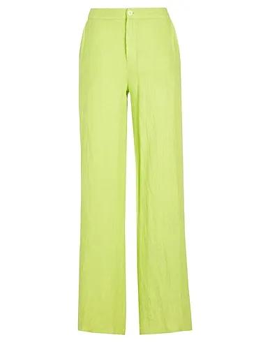 Acid green Casual pants LINEN HIGH-WAIST WIDE LEG PANTS
