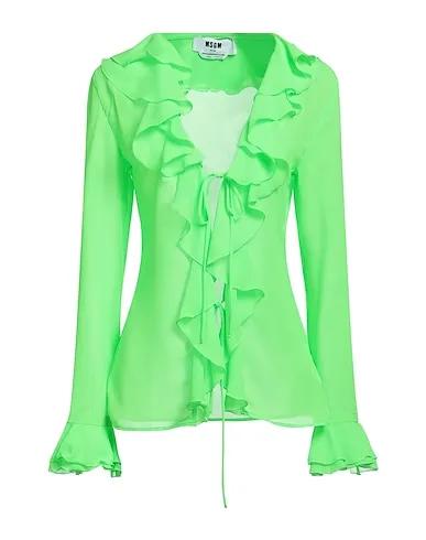 Acid green Chiffon Solid color shirts & blouses