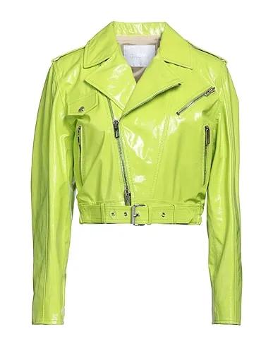 Acid green Leather Biker jacket
