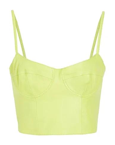 Acid green Leather Bustier LEATHER BODYCON CROP TOP
