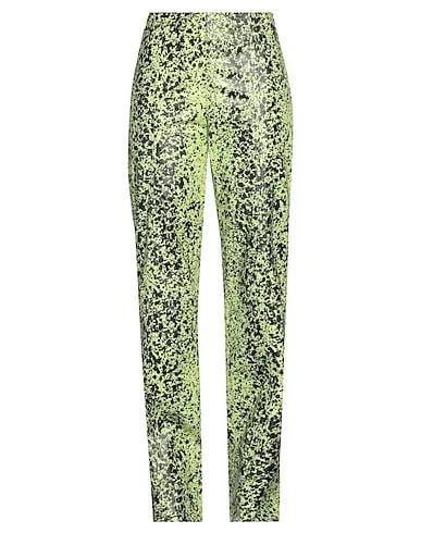 Acid green Leather Casual pants