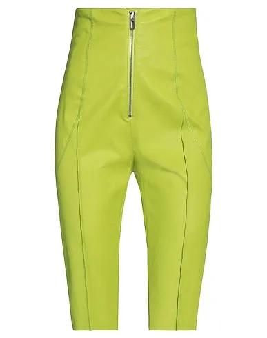 Acid green Leather Cropped pants & culottes