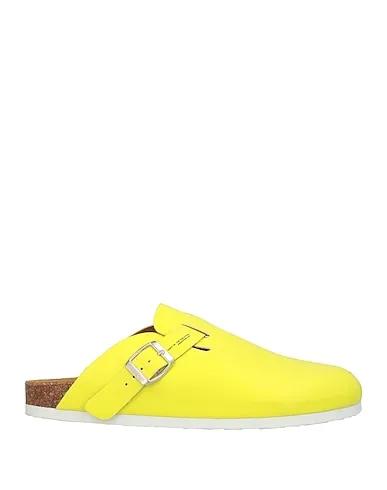 Acid green Leather Mules and clogs
