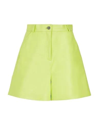 Acid green Leather pant LEATHER HIGH-WAIST PLEATED SHORTS

