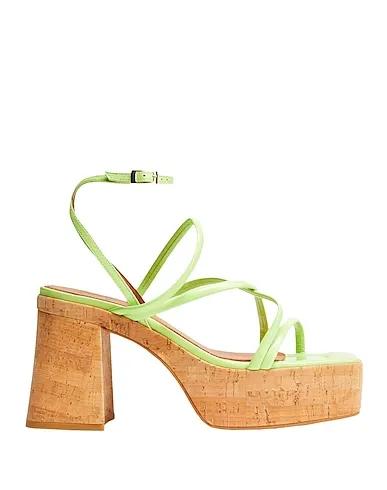 Acid green Leather Sandals CORK HEEL SANDALS
