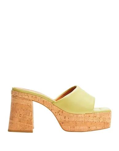 Acid green Mules and clogs CORK HEEL SANDALS

