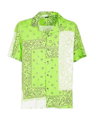 Acid green Patterned shirt PRINTED VISCOSE COLLAR CAMP SHIRT
