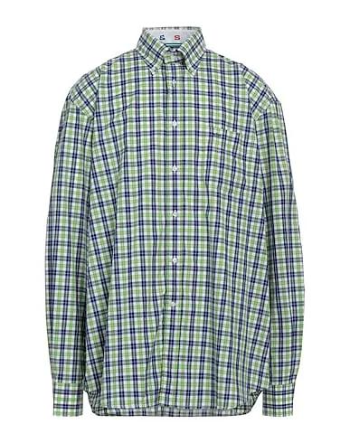 Acid green Plain weave Checked shirt