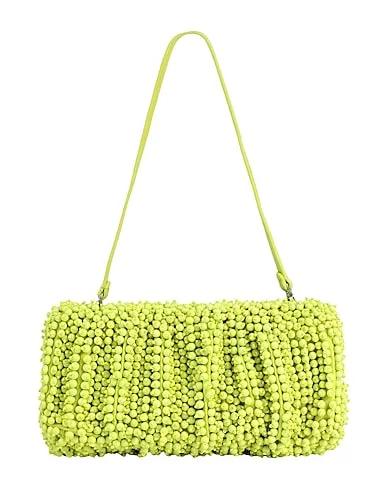 Acid green Plain weave Handbag BEADED BEAN CONVERTIBLE BAG