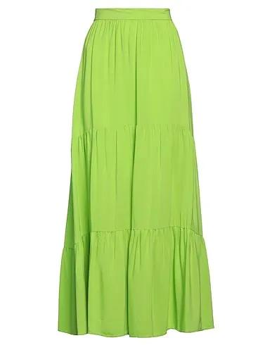 Acid green Plain weave Maxi Skirts