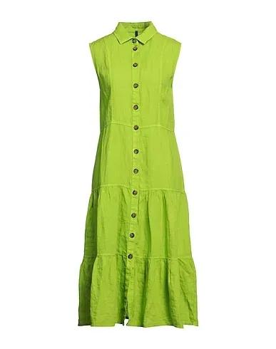 Acid green Plain weave Midi dress