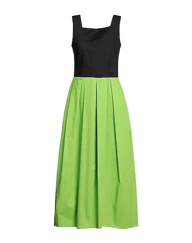 Acid green Plain weave Midi dress