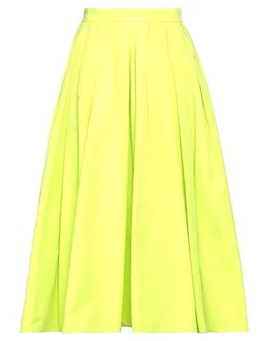 Acid green Plain weave Midi skirt