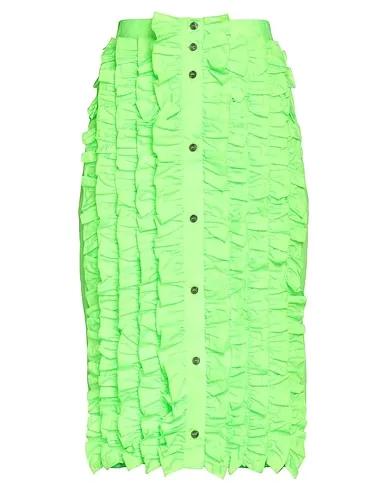 Acid green Plain weave Midi skirt