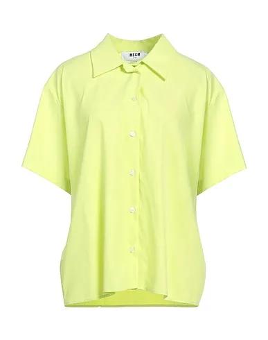 Acid green Plain weave Solid color shirts & blouses