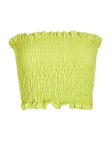 Acid green Plain weave Top COTTON BANDEAU CROP TOP