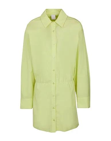 Acid green Poplin Short dress COTTON-BLEND MINI SHIRT DRESS
