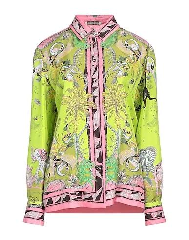 Acid green Satin Floral shirts & blouses