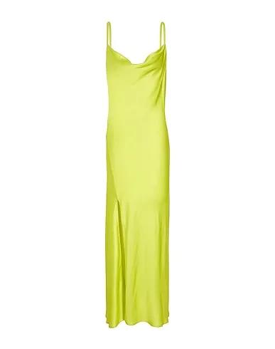 Acid green Satin Long dress SLIP MAXI DRESS

