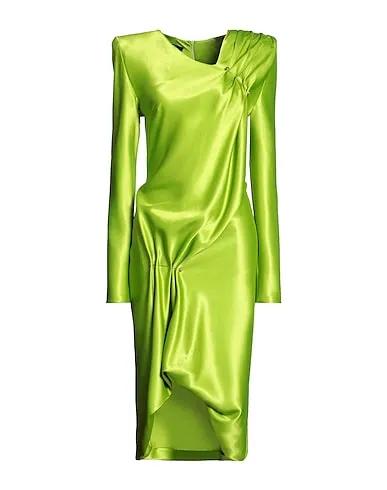 Acid green Satin Midi dress