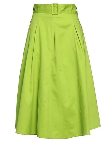 Acid green Satin Midi skirt