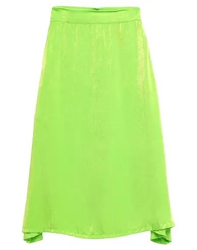 Acid green Satin Midi skirt