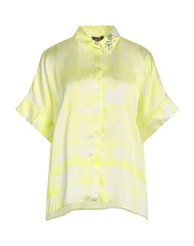Acid green Satin Patterned shirts & blouses